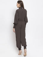 Jompers Women Grey Solid Basic Jumpsuit | Grocsy