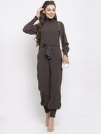 Jompers Women Grey Solid Basic Jumpsuit | Grocsy