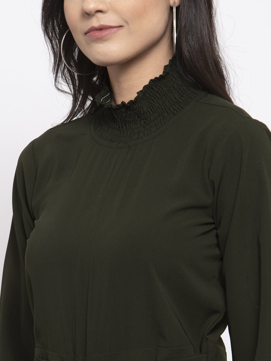 Jompers Women Olive Green Solid Basic Jumpsuit | Grocsy