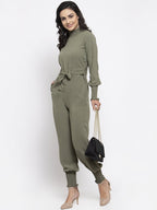 Jompers Women Pista Green Solid Basic Jumpsuit | Grocsy