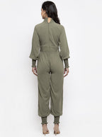 Jompers Women Pista Green Solid Basic Jumpsuit | Grocsy