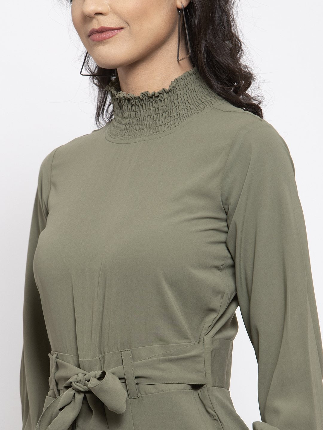 Jompers Women Pista Green Solid Basic Jumpsuit | Grocsy
