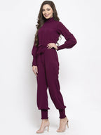 Jompers Women Purple Solid Basic Jumpsuit | Grocsy