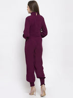 Jompers Women Purple Solid Basic Jumpsuit | Grocsy