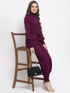 Jompers Women Purple Solid Basic Jumpsuit | Grocsy