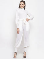 Jompers Women White Solid Basic Jumpsuit | Grocsy
