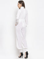 Jompers Women White Solid Basic Jumpsuit | Grocsy