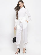 Jompers Women White Solid Basic Jumpsuit | Grocsy