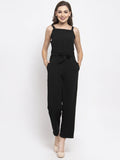 Jompers Women Black Solid Embellished Jumpsuit | Grocsy