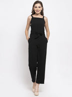 Jompers Women Black Solid Embellished Jumpsuit | Grocsy