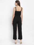 Jompers Women Black Solid Embellished Jumpsuit | Grocsy