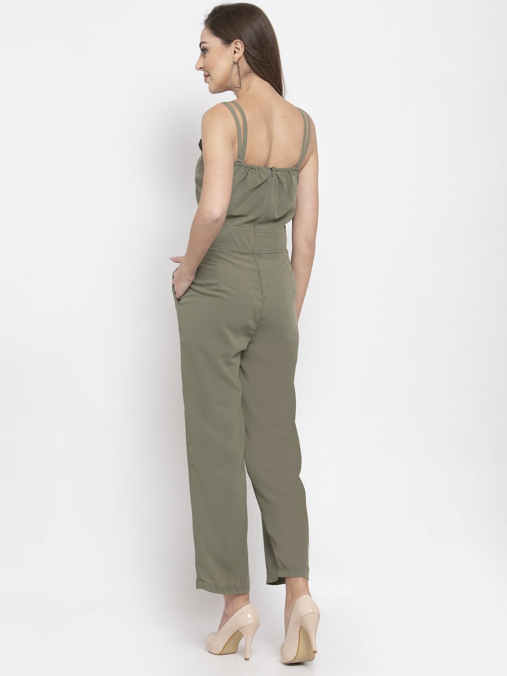 Jompers Women Green Solid Embellished Jumpsuit | Grocsy
