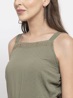 Jompers Women Green Solid Embellished Jumpsuit | Grocsy