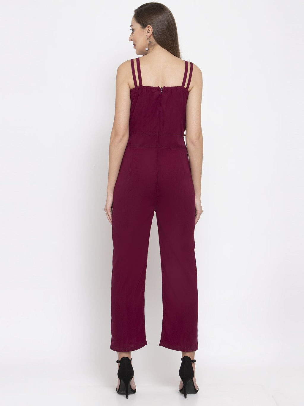 Jompers Women Purple Solid Embellished Jumpsuit | Grocsy