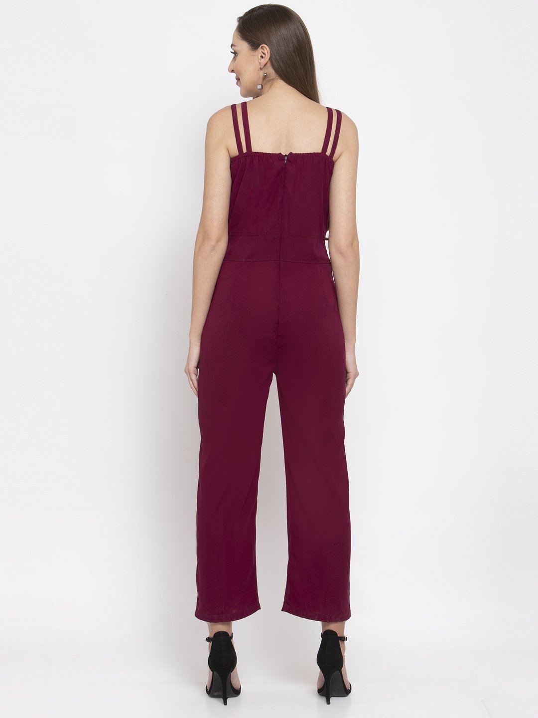 Jompers Women Purple Solid Embellished Jumpsuit | Grocsy