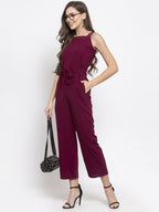 Jompers Women Purple Solid Embellished Jumpsuit | Grocsy