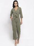 Jompers Women Pista-Green Solid Jumpsuit | Grocsy