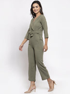 Jompers Women Pista-Green Solid Jumpsuit | Grocsy