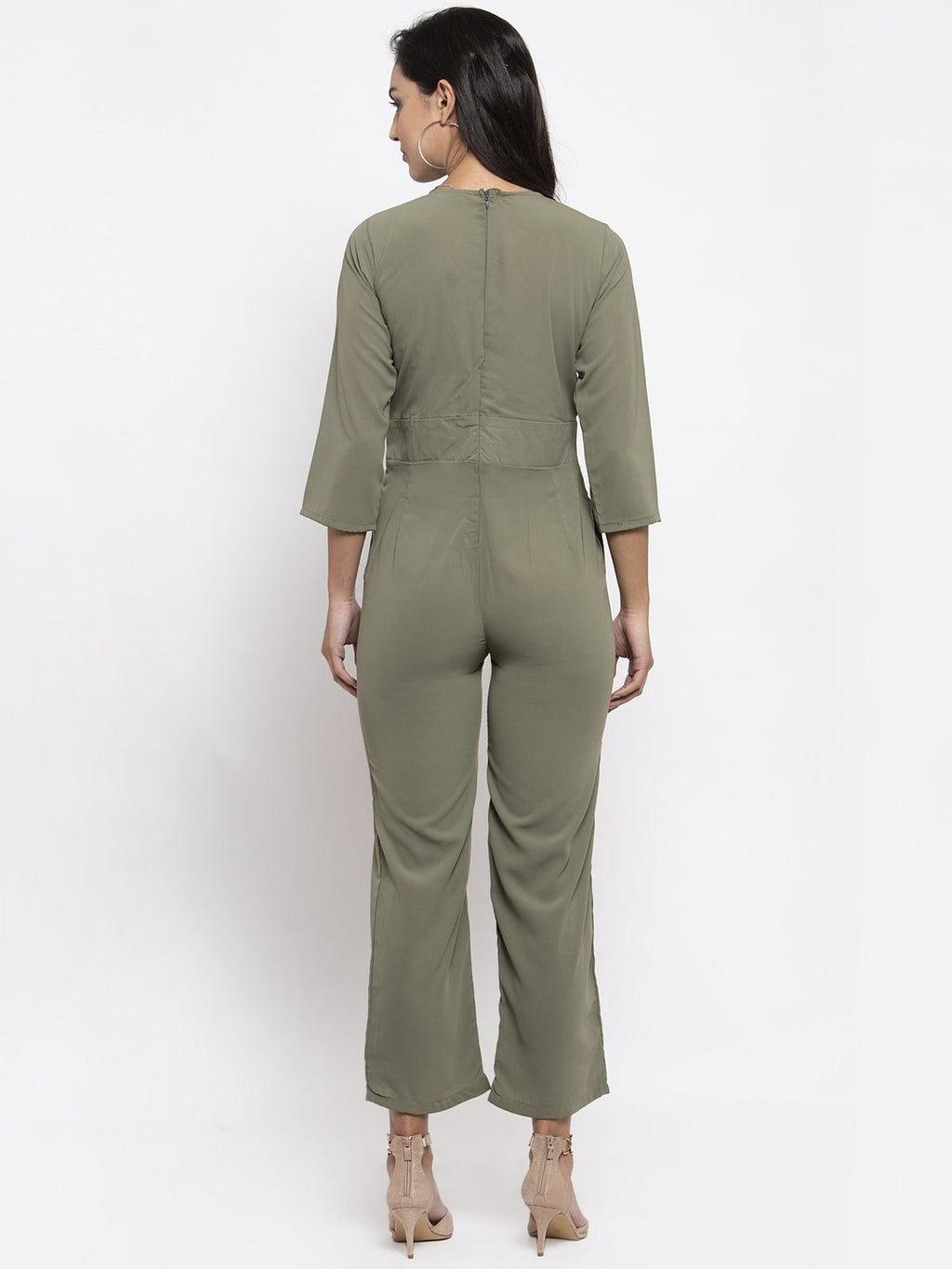 Jompers Women Pista-Green Solid Jumpsuit | Grocsy