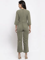 Jompers Women Pista-Green Solid Jumpsuit | Grocsy