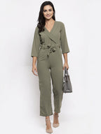 Jompers Women Pista-Green Solid Jumpsuit | Grocsy