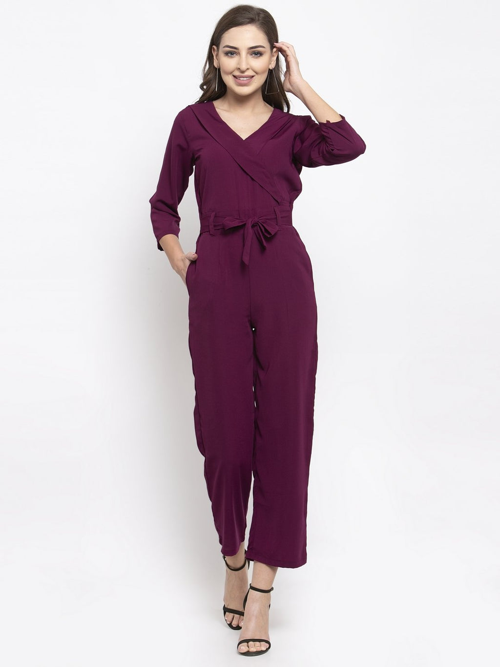 Jompers Women Purple Solid Jumpsuit | Grocsy