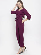Jompers Women Purple Solid Jumpsuit | Grocsy