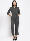 Jompers Women Grey Solid Jumpsuit | Grocsy