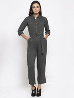Jompers Women Grey Solid Jumpsuit | Grocsy