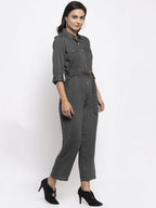 Jompers Women Grey Solid Jumpsuit | Grocsy