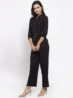 Jompers Women Black Solid Jumpsuit | Grocsy