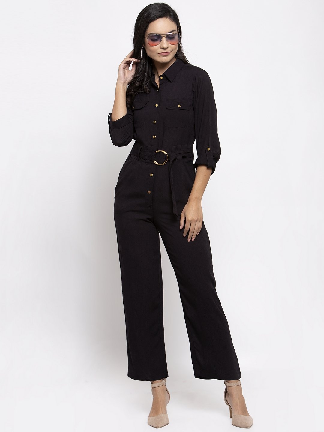 Jompers Women Black Solid Jumpsuit | Grocsy