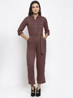 Jompers Women Brown Solid Jumpsuit | Grocsy