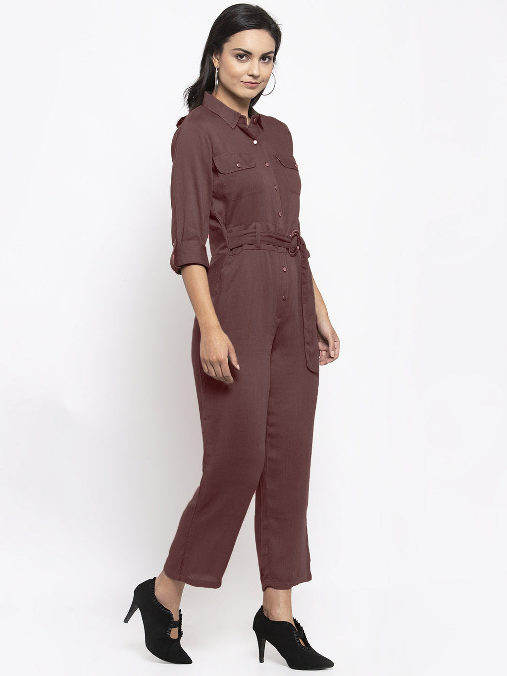 Jompers Women Brown Solid Jumpsuit | Grocsy