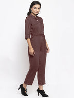 Jompers Women Brown Solid Jumpsuit | Grocsy