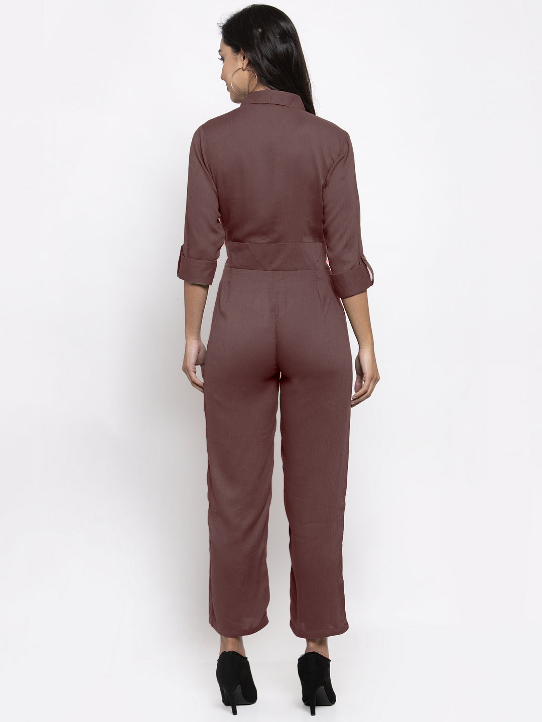 Jompers Women Brown Solid Jumpsuit | Grocsy