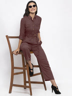 Jompers Women Brown Solid Jumpsuit | Grocsy