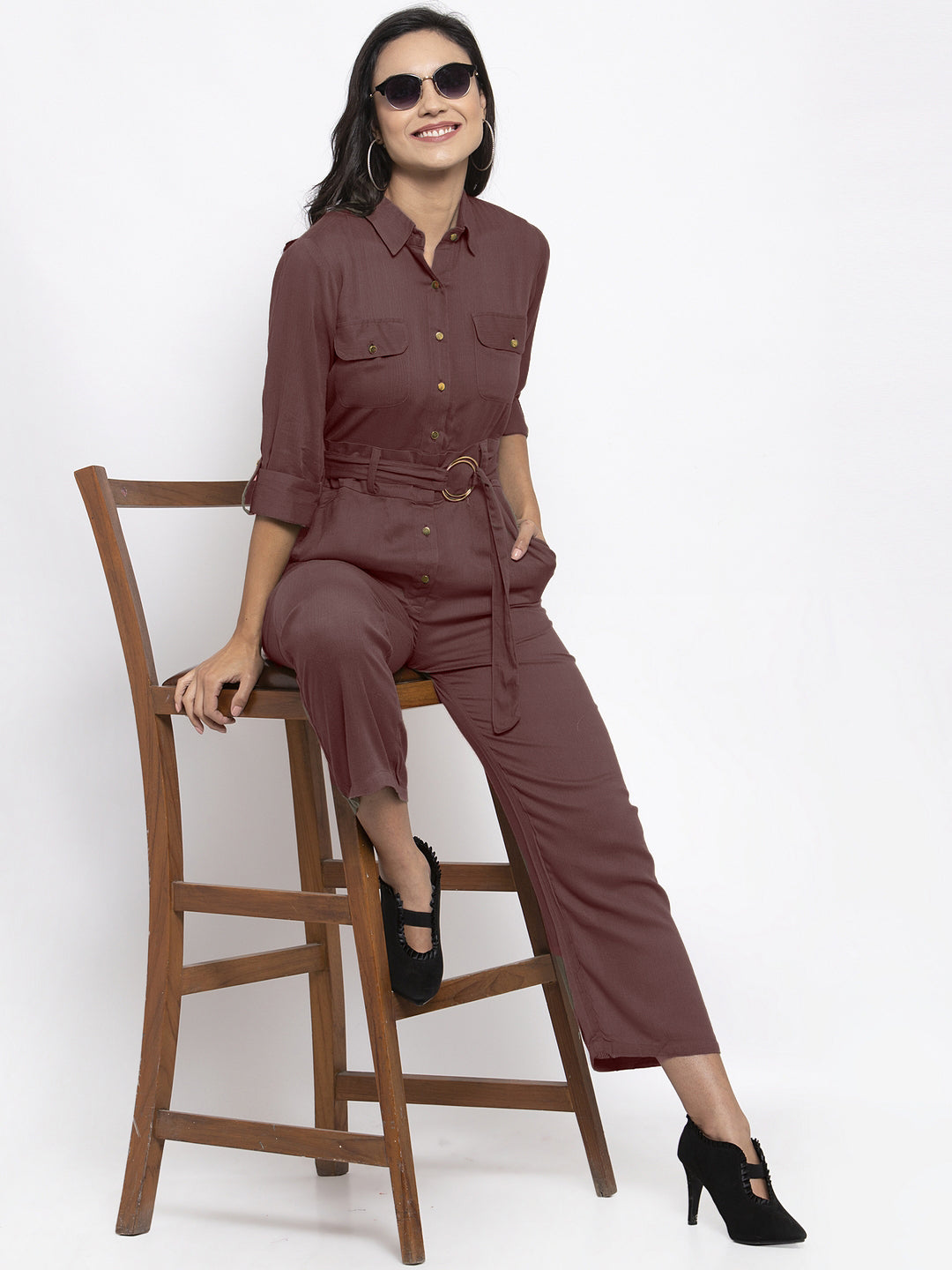 Jompers Women Brown Solid Jumpsuit | Grocsy