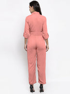 Jompers Women Peach Solid Jumpsuit | Grocsy