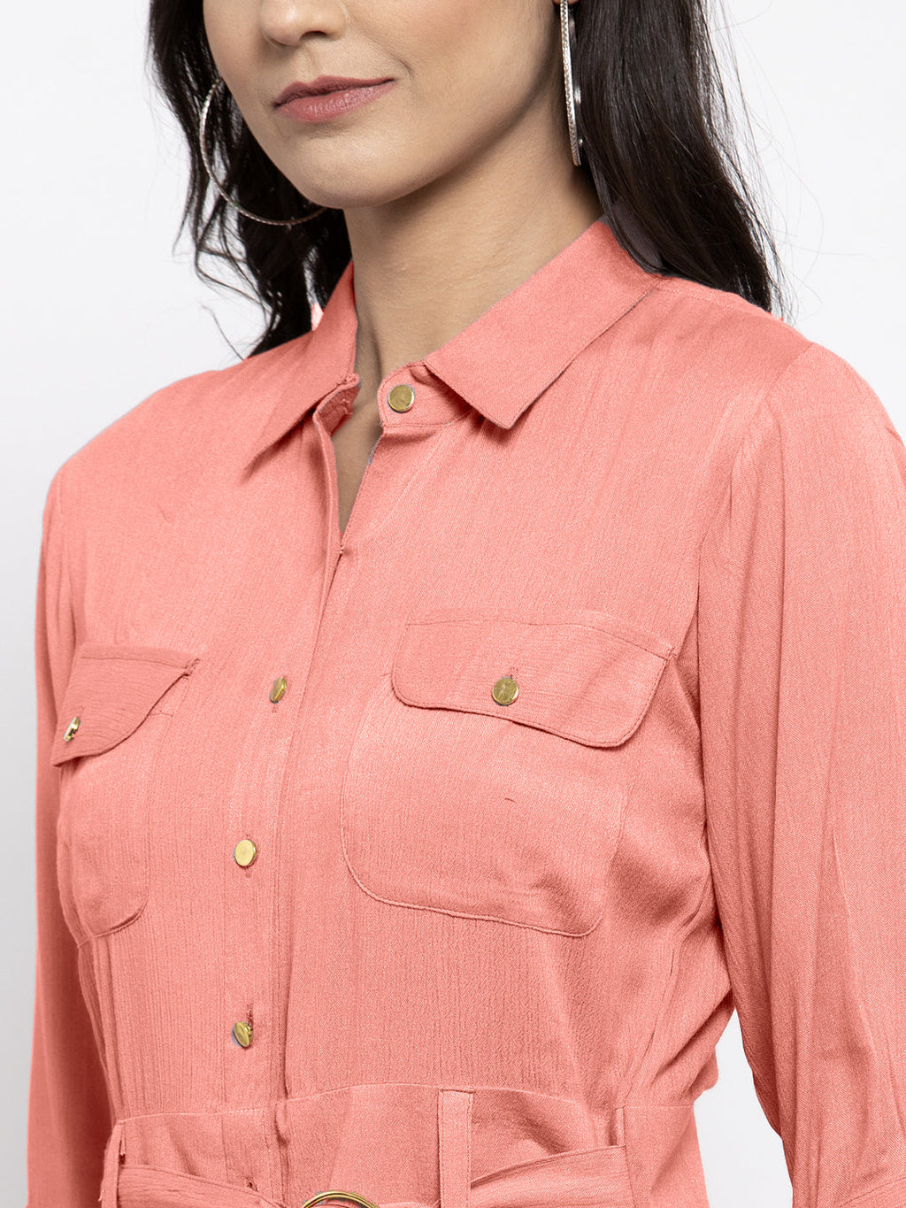 Jompers Women Peach Solid Jumpsuit | Grocsy