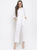 Jompers Women White Solid Jumpsuit | Grocsy