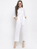 Jompers Women White Solid Jumpsuit | Grocsy
