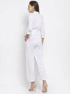 Jompers Women White Solid Jumpsuit | Grocsy