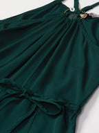 Jompers Women Green Solid Basic Halter Neck Basic Jumpsuit | Grocsy