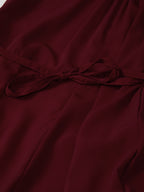 Jompers Women Maroon Solid Basic Halter Neck Basic Jumpsuit | Grocsy