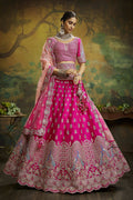 House of Panchhi Pink Pure Silk Moti & Zarkan heavy embroidery Lehenga choli & Dupatta | Grocsy