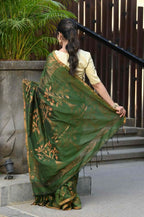 Beatitude Green Cotton Floral Jamdani Saree | Grocsy