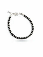 NVR Women Silver Plated Black Beaded Adjustable Bracelet | Grocsy