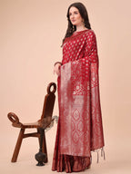 Shree Shyam Fashion Lichi Silk Red Saree | Grocsy