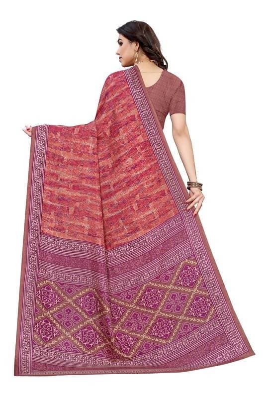 Vamika Printed Red Crepe Silk Saree (ICE RED) | Grocsy